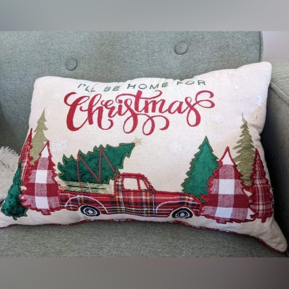 Christmas Lumbar Pillow Trees and Truck